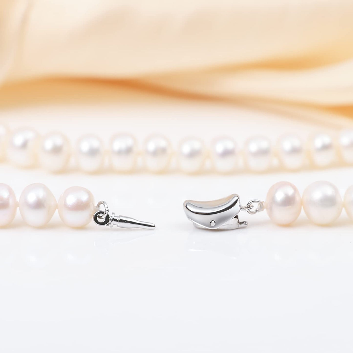 AOOVOO Freshwater Cultured Pearl Necklace Set - Real Pearl Necklace Set Includes Stunning Bracelet and Stud Earrings Jewelry Set for Women - SM