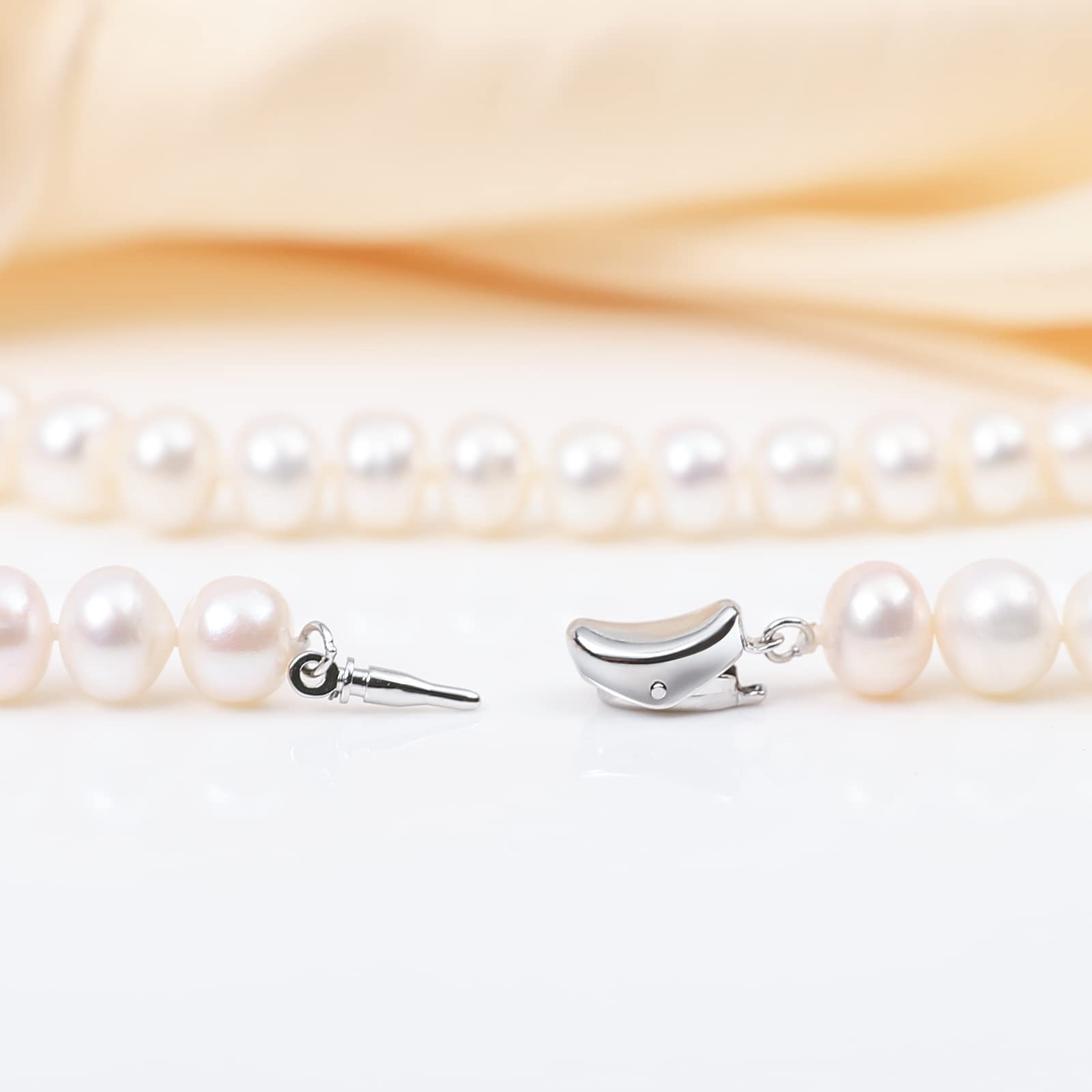 AOOVOO Freshwater Cultured Pearl Necklace Set - Real Pearl Necklace Set Includes Stunning Bracelet and Stud Earrings Jewelry Set for Women - SM