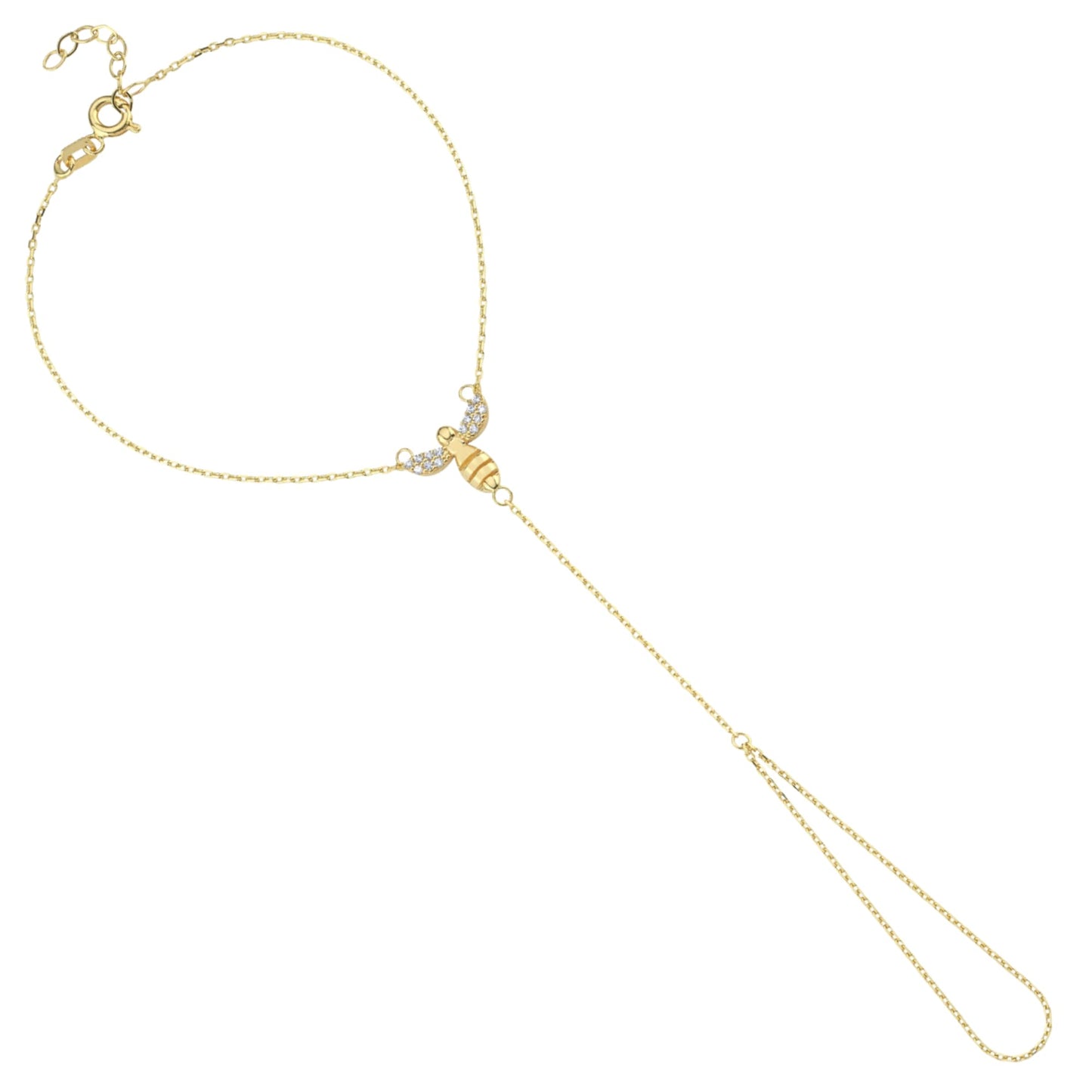 Adjustable Finger Chain Bracelet | 14K Solid Gold