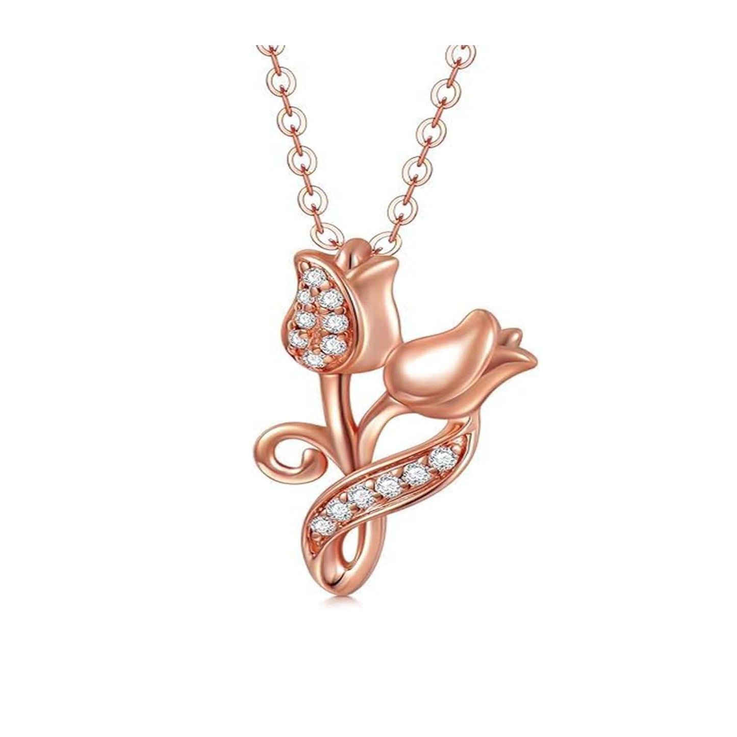 Rose Necklace for Women 14K Solid Gold Rose Pendant Necklace Flower Jewelry Wedding Birthday Gifts for Her Girlfriend Mom Wife,16+2Inch