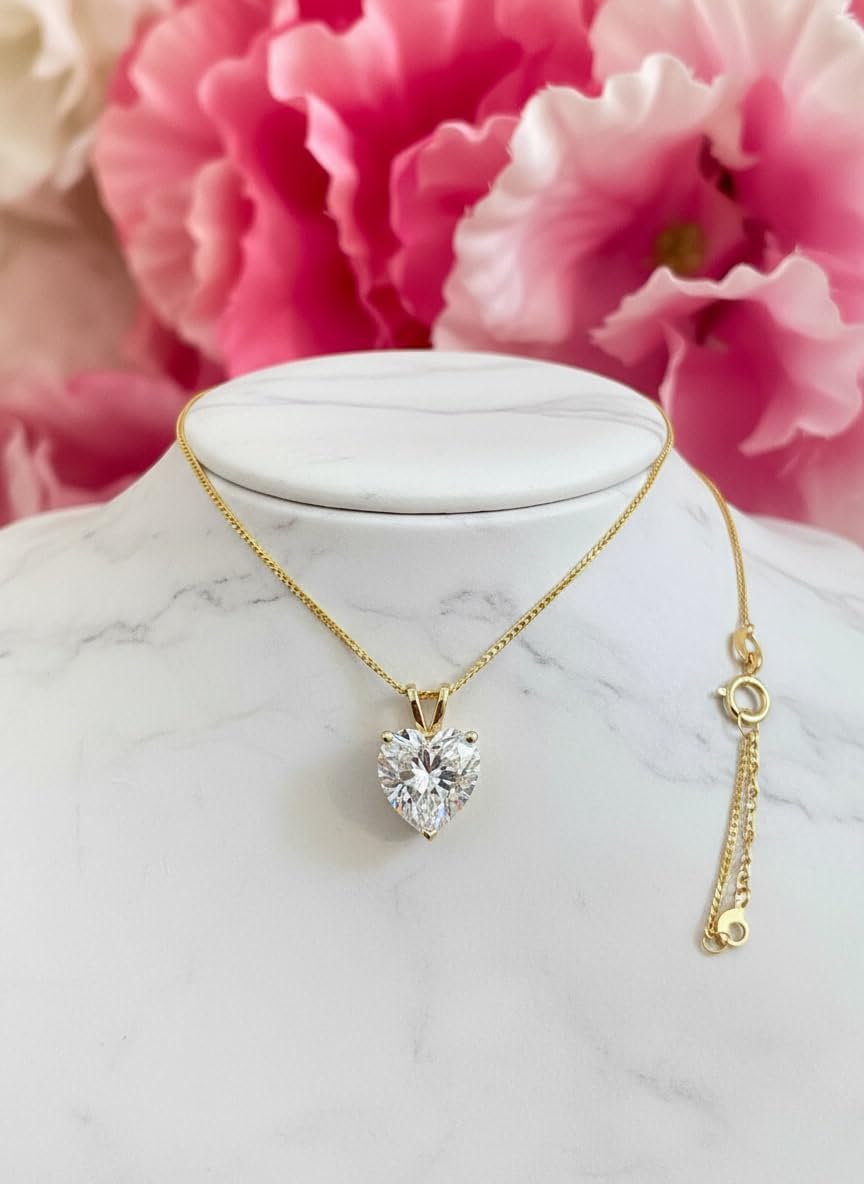 1.5ct Diamond Heart Necklace Pendant | 18K Yellow Gold - SM