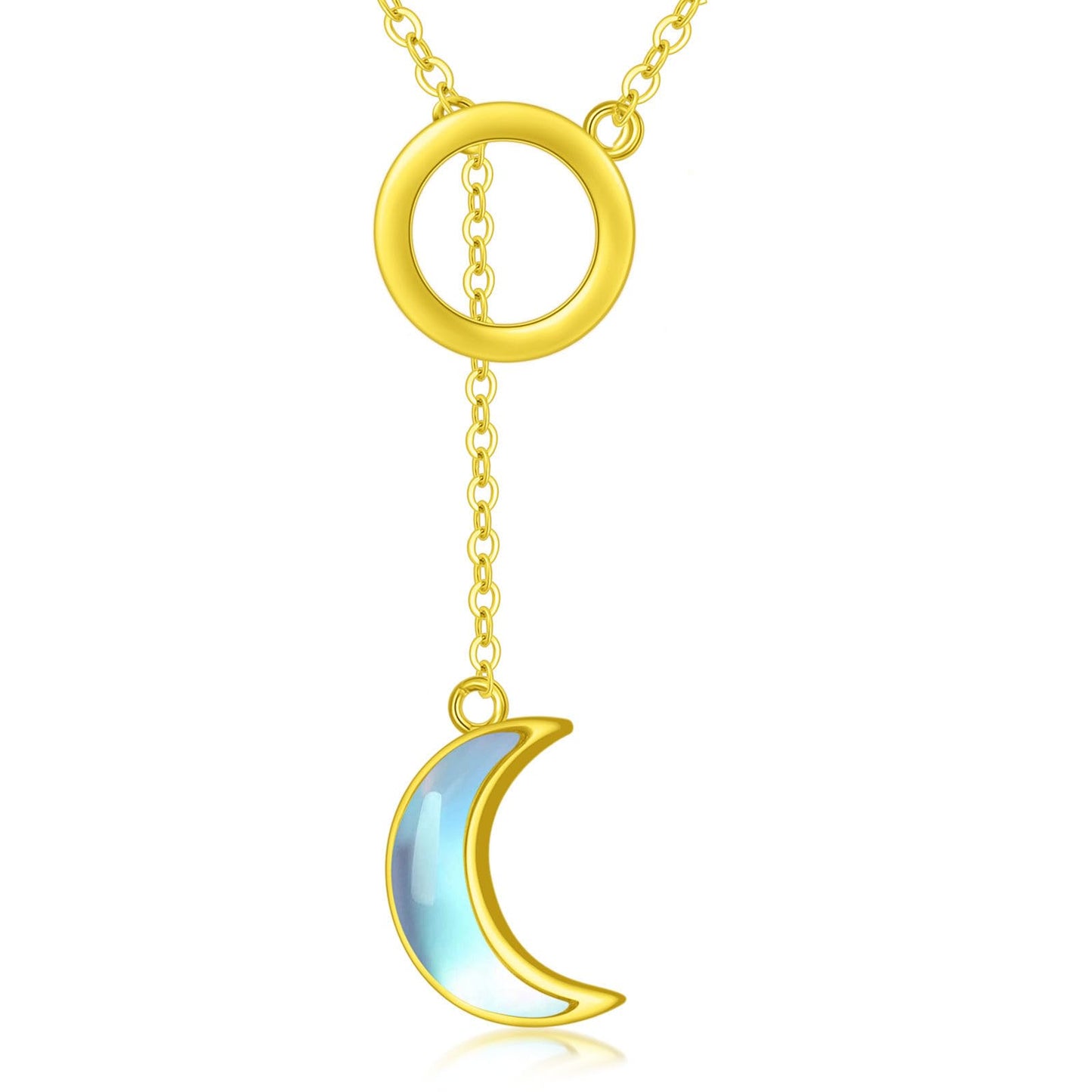 Mother's Day Jewelry Gifts 14K Solid Gold Teardrop/Music Note/Y Necklace Moonstone/Moss Agate/Opal Necklace Anniversary Birthday Gifts for Mom Women Her Girlfriend Sister