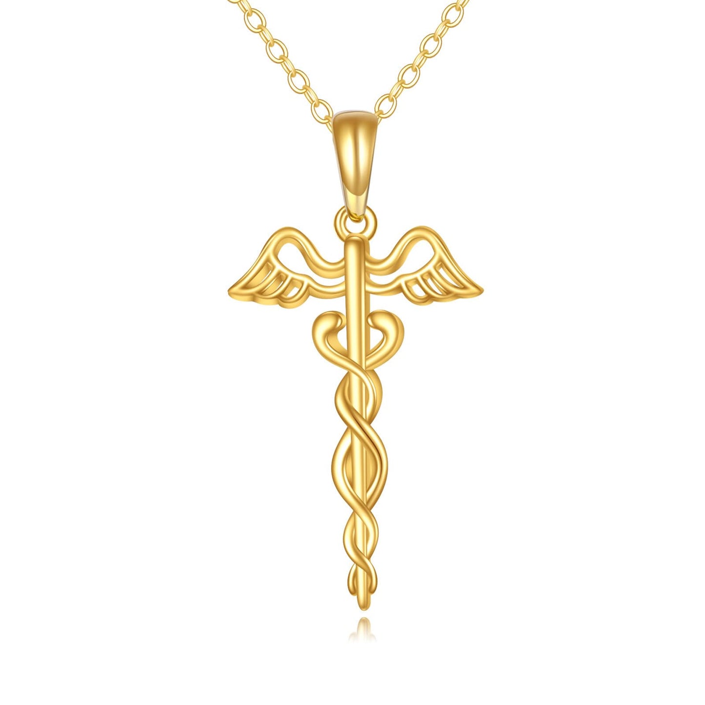 KECHO 14K Solid Gold Nurse Gifts for Women Heart Stethoscope Nurse Earrings Stethoscope Pendant Necklace Graduation Birthday Christmas Jewelry Gifts for Doctor Nurse Medical Student