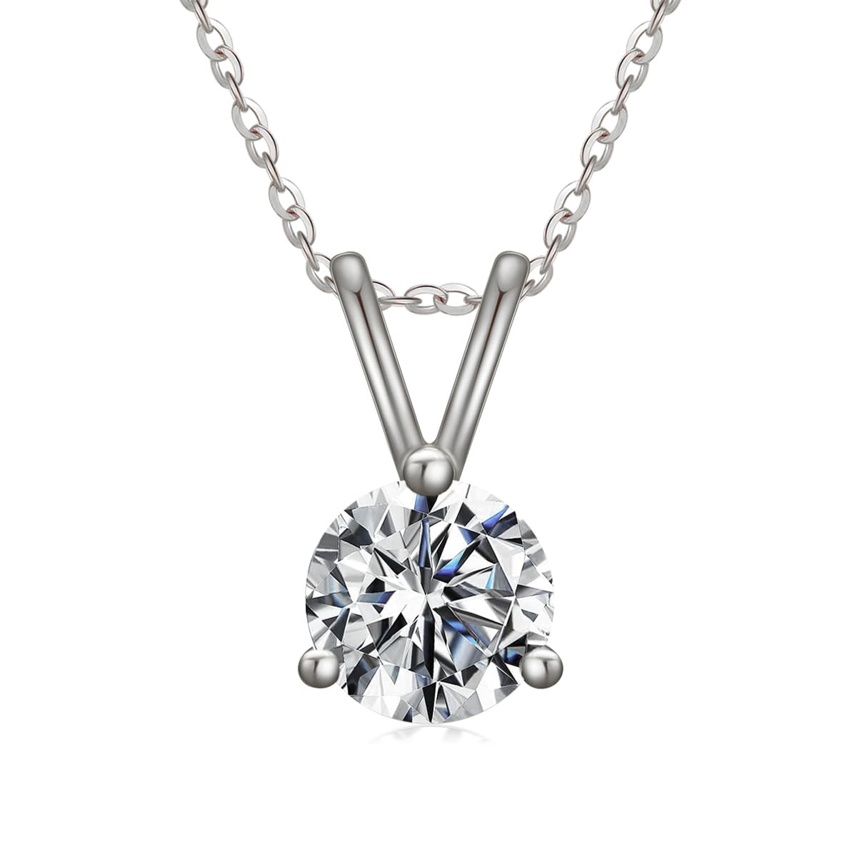 Moissanite Necklace for Women In 14K Gold, 0.5-2 Carats D Color VVS1 Brilliant Cut Moissanite Solitaire Simulated Diamond Pendant Anniversary Birthday Women Jewelry Gifts