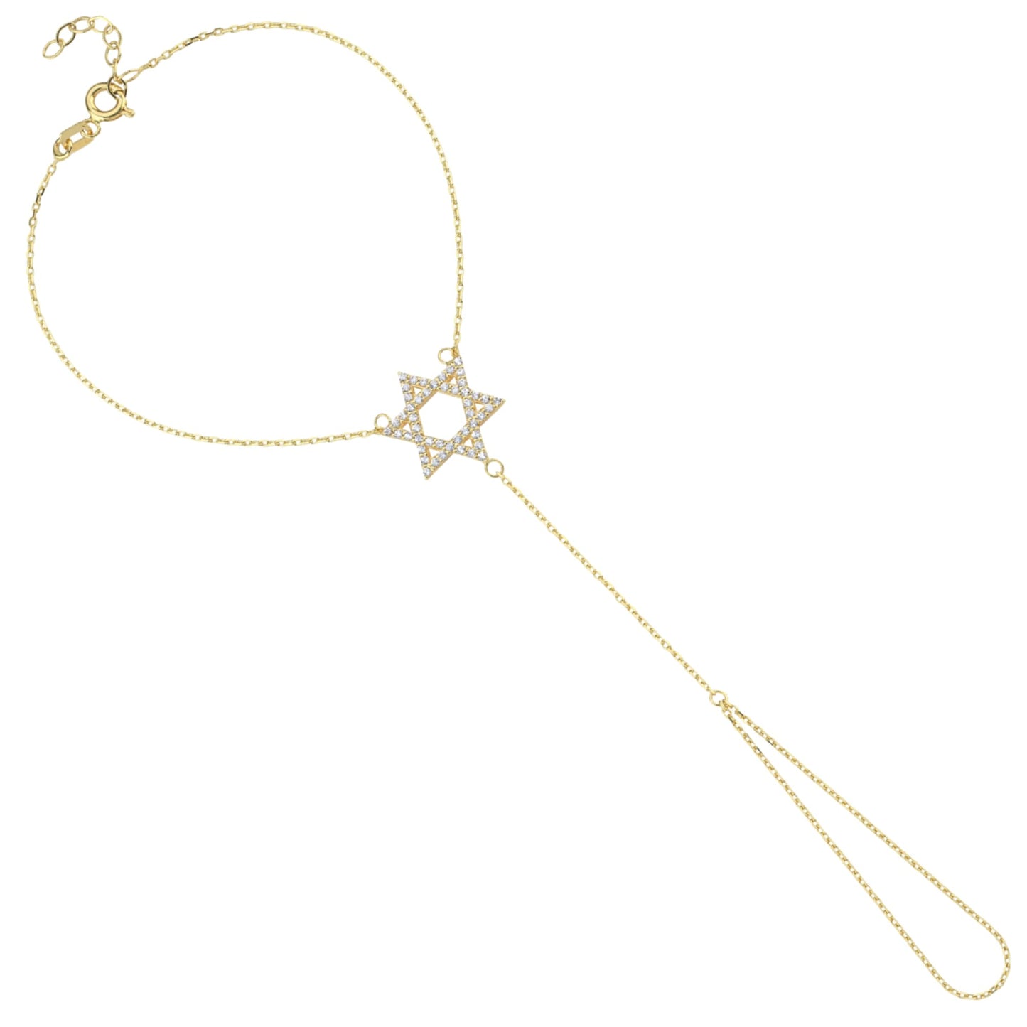 Adjustable Finger Chain Bracelet | 14K Solid Gold