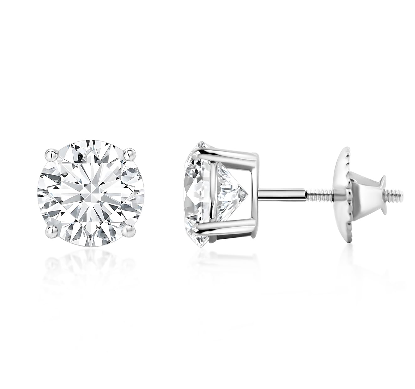 Scottsdale Diamond 14K Gold 0.5 to 4 Carat Certified Lab Grown Diamond Stud Earrings for Women Her Round Cut 4 Prong Screw Back Fine Jewelry (E/F Color, VS1-VS2 Clarity) Graduation | Mothers Day | Anniversary
