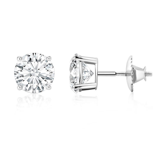 Scottsdale Diamond 14K Gold 0.5 to 4 Carat Certified Lab Grown Diamond Stud Earrings for Women Her Round Cut 4 Prong Screw Back Fine Jewelry (E/F Color, VS1-VS2 Clarity) Graduation | Mothers Day | Anniversary