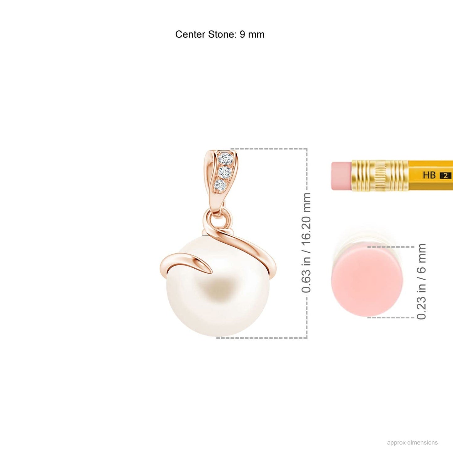 Angara Freshwater Pearl Spiral Pendant with Diamonds in Silver/14K Solid Gold/Platinum | Freshwater Pearl Solitaire 18" Necklace for Women | June Birthstone, Anniversary Jewelry Gift