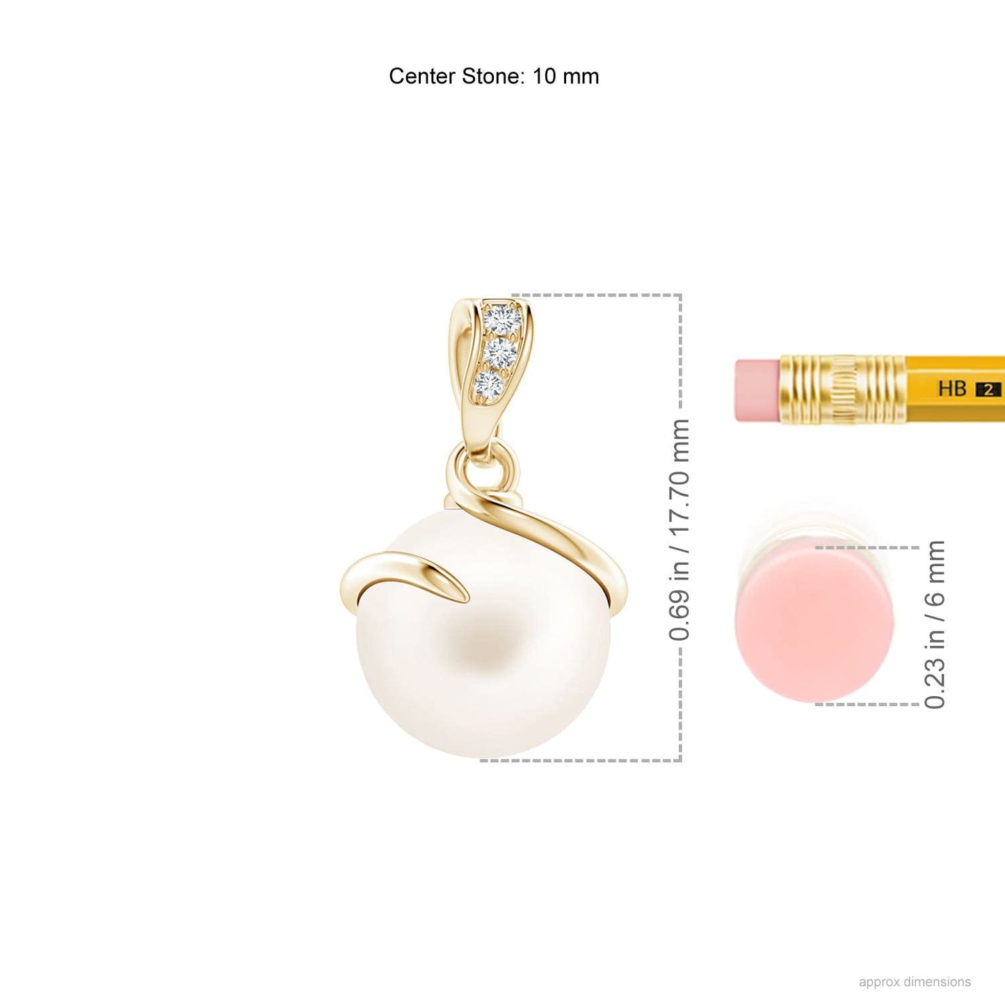 Angara Freshwater Pearl Spiral Pendant with Diamonds in Silver/14K Solid Gold/Platinum | Freshwater Pearl Solitaire 18" Necklace for Women | June Birthstone, Anniversary Jewelry Gift