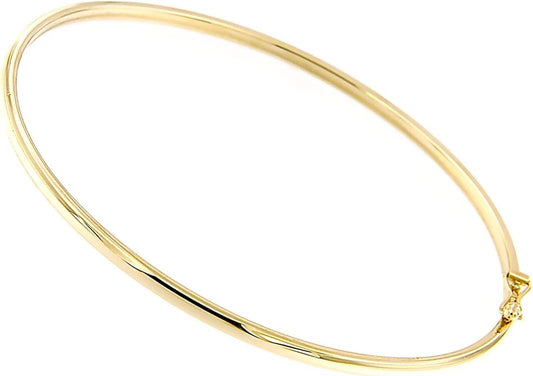 Lucchetta - Small Gold Bangle 7" Bracelet 14kt Real Yellow Gold - Womens 14k Bangles, Authentic Italian Jewelry from Italy