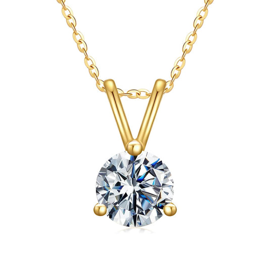 Moissanite Necklace for Women In 14K Gold, 0.5-2 Carats D Color VVS1 Brilliant Cut Moissanite Solitaire Simulated Diamond Pendant Anniversary Birthday Women Jewelry Gifts
