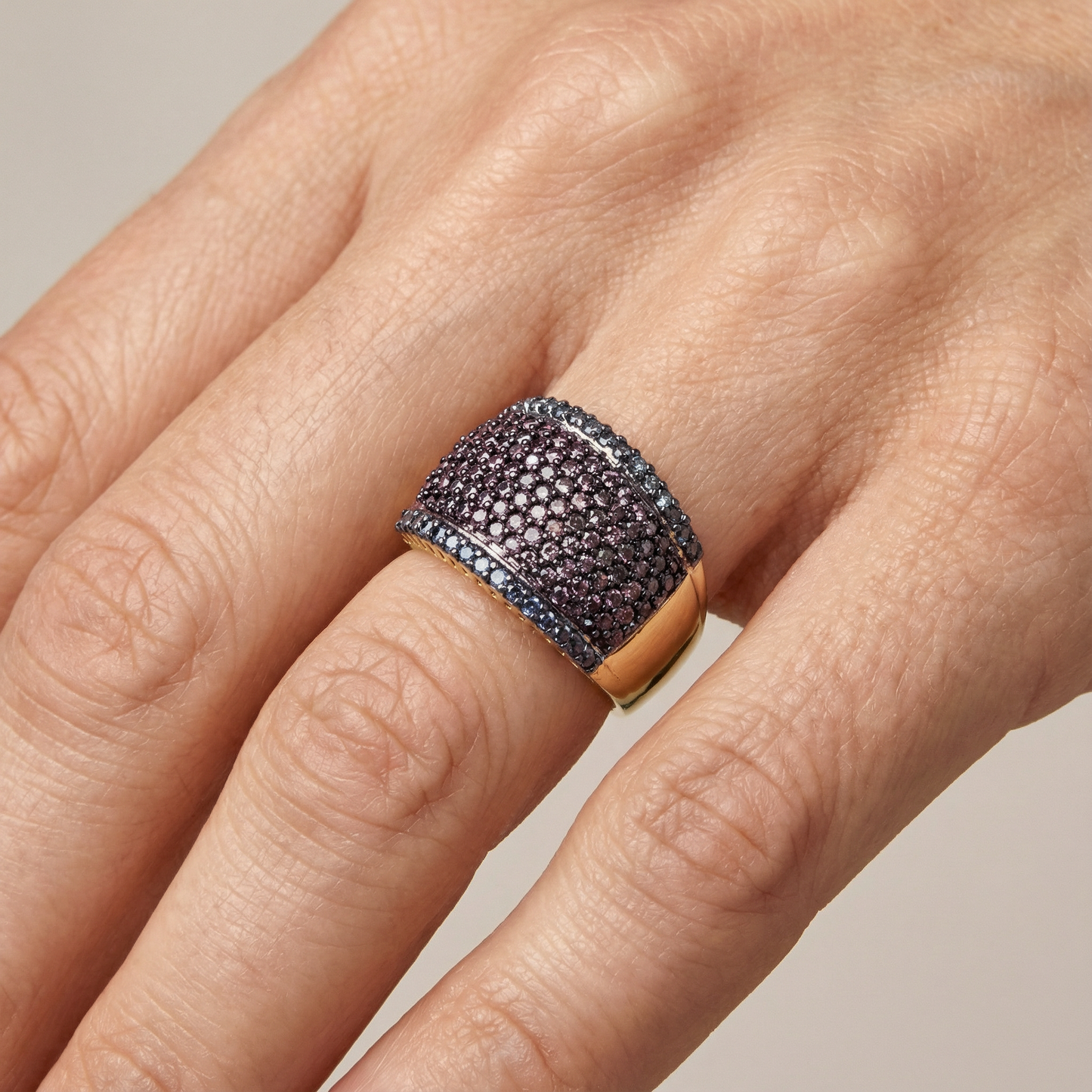 Women's 1.8ct Multi-Color Lab Diamond Band | Cognac & Blue | 10K Gold