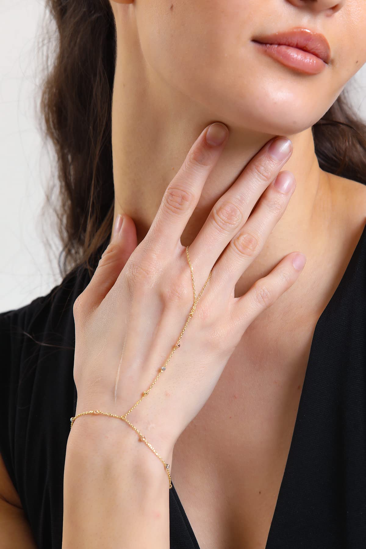Adjustable Finger Chain Bracelet | 14K Solid Gold