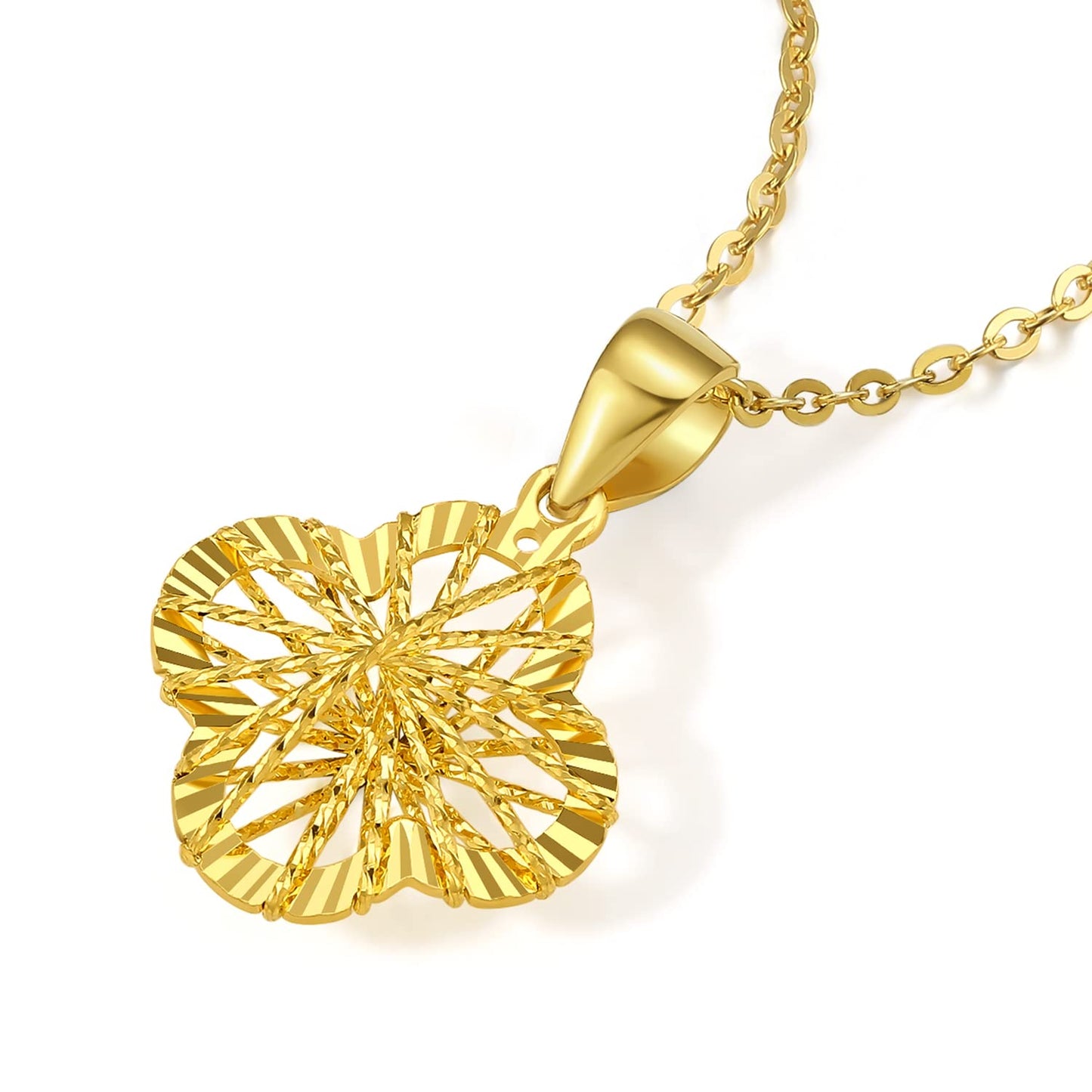 ZHOU LIU FU 24K Solid Gold Pendant for Women, Real Pure Gold Jewelry Accessory Flower Pendant for Men Girlfriend (Not Include Necklace)