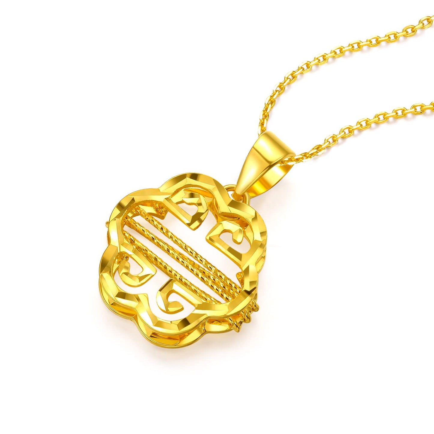 ZHOU LIU FU 24K Solid Gold Pendant for Women, Real Pure Gold Jewelry Accessory Flower Pendant for Men Girlfriend (Not Include Necklace)