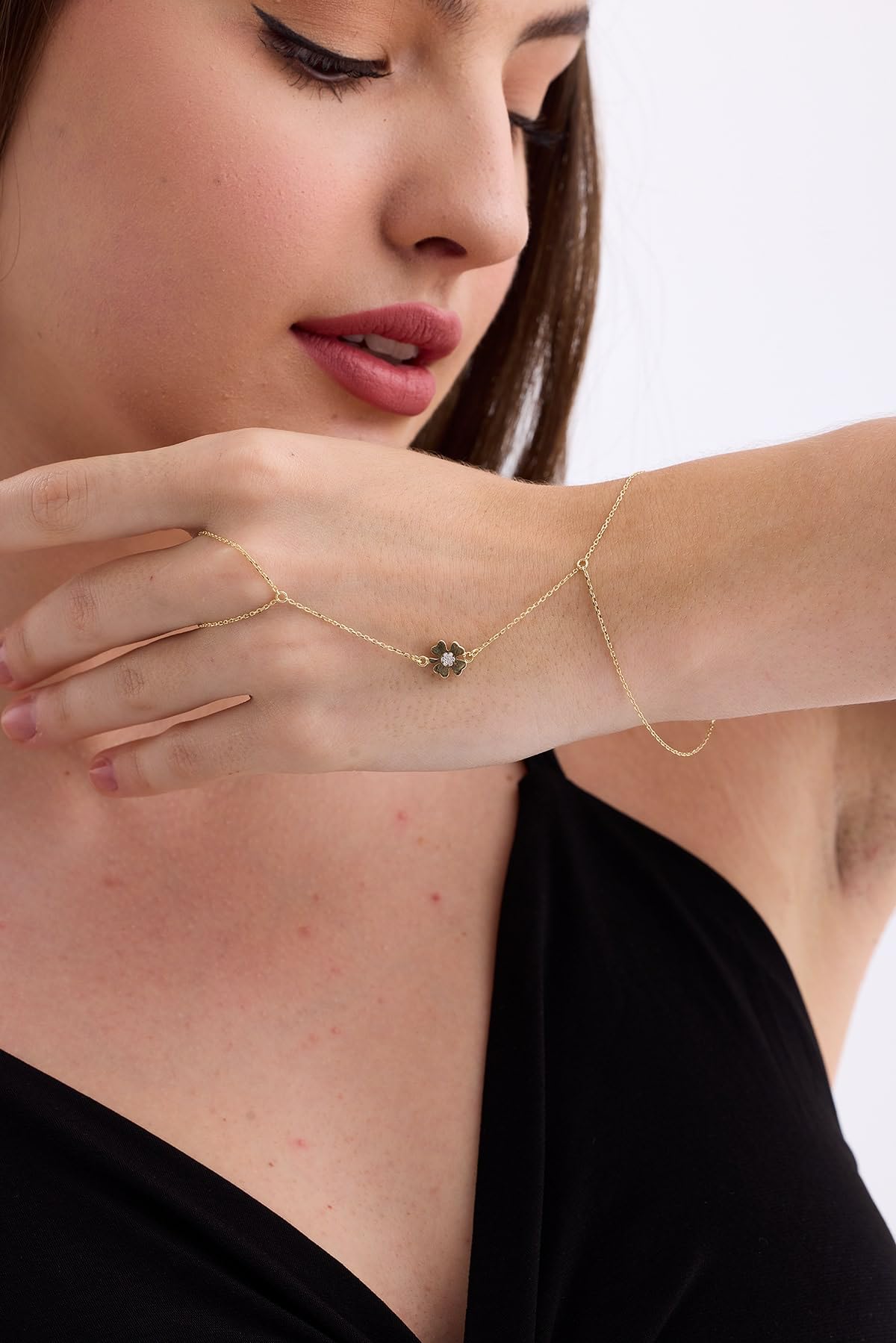 Adjustable Finger Chain Bracelet | 14K Solid Gold