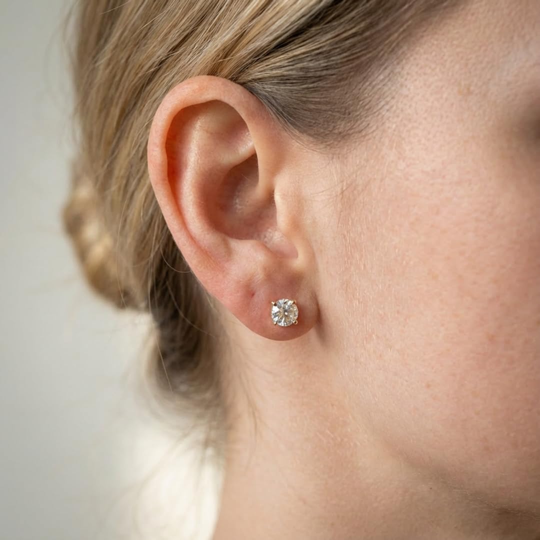 Scottsdale Diamond 14K Gold 0.5 to 4 Carat Certified Lab Grown Diamond Stud Earrings for Women Her Round Cut 4 Prong Screw Back Fine Jewelry (E/F Color, VS1-VS2 Clarity) Graduation | Mothers Day | Anniversary