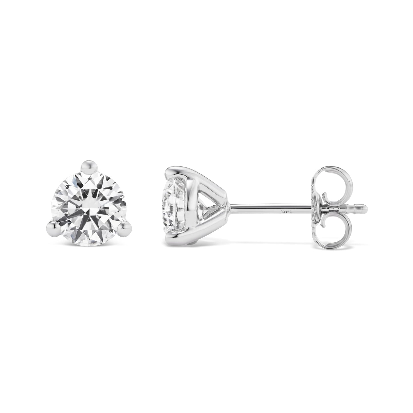 IGI Certified 1.50 to 4.00 Carat Lab Grown Diamond Round Stud Earrings for Women I 14k White Gold Earrings for Her (I-J, VS1-VS2, cttw) 3-Prong Martini Set Diamond I Push Back Studs - SM