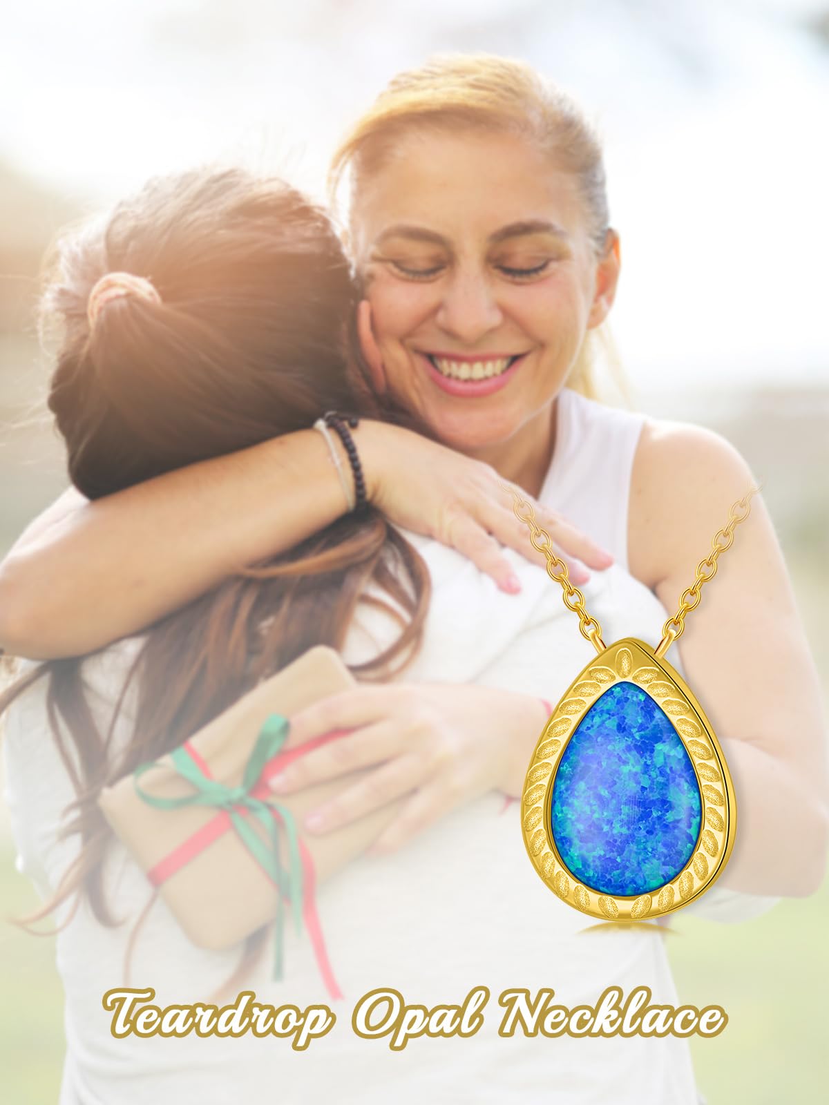 Mother's Day Jewelry Gifts 14K Solid Gold Teardrop/Music Note/Y Necklace Moonstone/Moss Agate/Opal Necklace Anniversary Birthday Gifts for Mom Women Her Girlfriend Sister