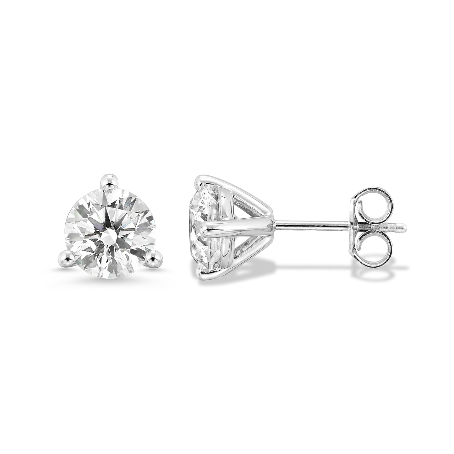 IGI Certified 1.50 to 4.00 Carat Lab Grown Diamond Round Stud Earrings for Women I 14k White Gold Earrings for Her (I-J, VS1-VS2, cttw) 3-Prong Martini Set Diamond I Push Back Studs - SM