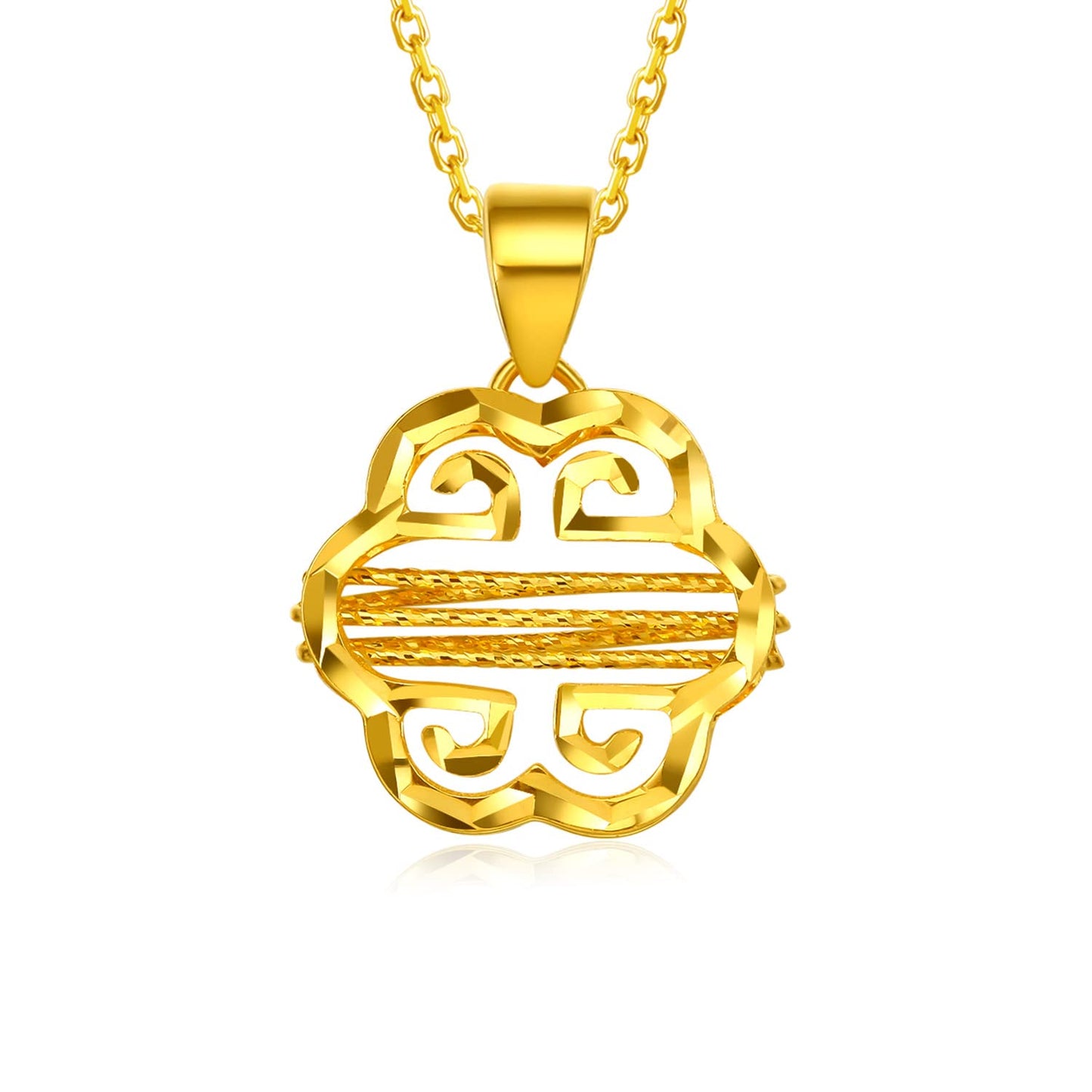 ZHOU LIU FU 24K Solid Gold Pendant for Women, Real Pure Gold Jewelry Accessory Flower Pendant for Men Girlfriend (Not Include Necklace)