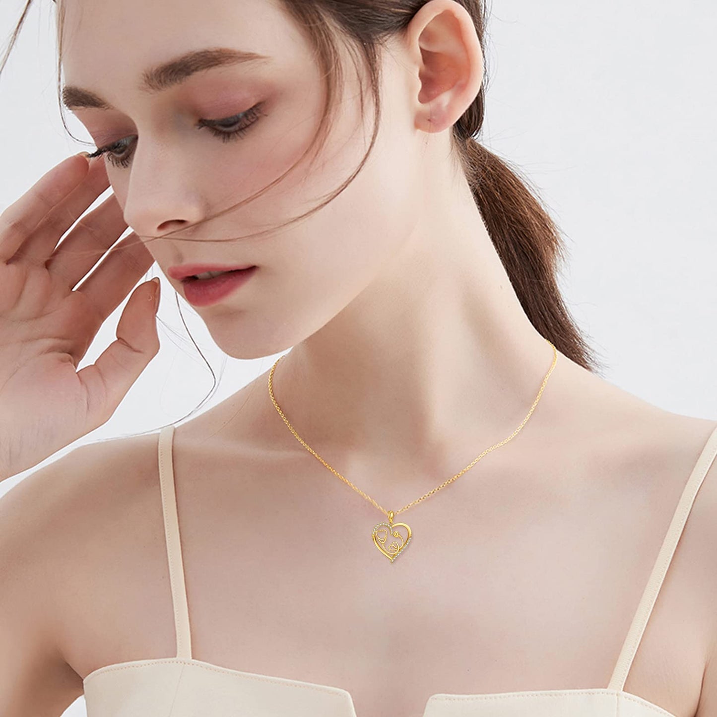 KECHO 14K Solid Gold Nurse Gifts for Women Heart Stethoscope Nurse Earrings Stethoscope Pendant Necklace Graduation Birthday Christmas Jewelry Gifts for Doctor Nurse Medical Student