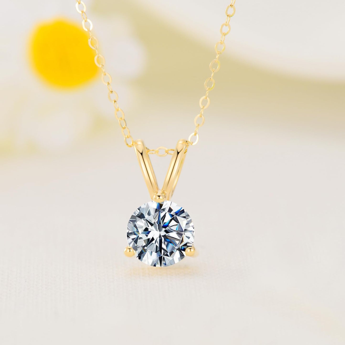 Moissanite Necklace for Women In 14K Gold, 0.5-2 Carats D Color VVS1 Brilliant Cut Moissanite Solitaire Simulated Diamond Pendant Anniversary Birthday Women Jewelry Gifts