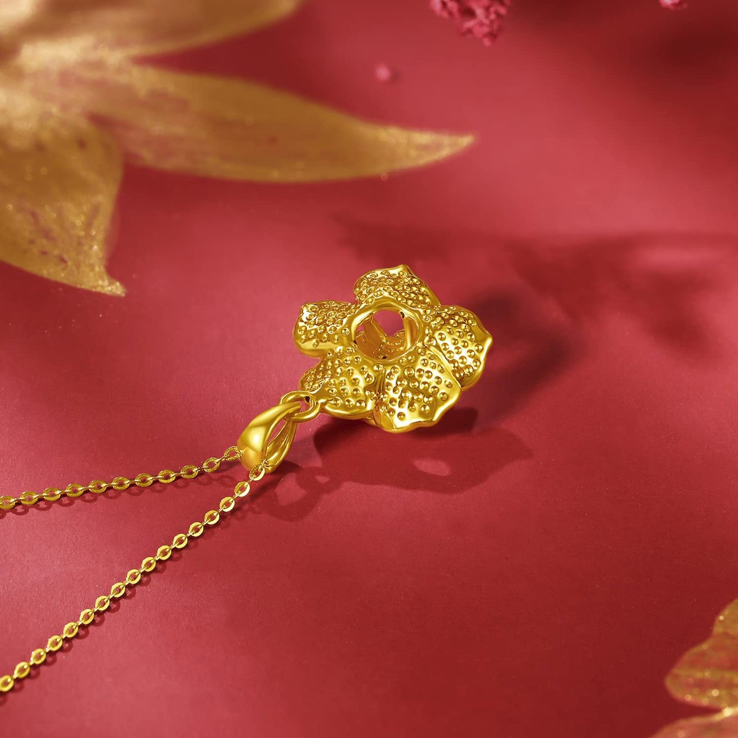ZHOU LIU FU 24K Solid Gold Pendant for Women, Real Pure Gold Jewelry Accessory Flower Pendant for Men Girlfriend (Not Include Necklace)