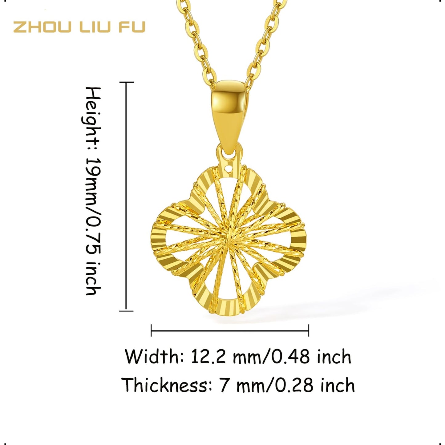 ZHOU LIU FU 24K Solid Gold Pendant for Women, Real Pure Gold Jewelry Accessory Flower Pendant for Men Girlfriend (Not Include Necklace)