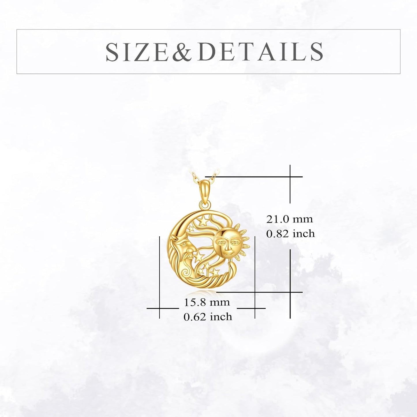 KECHO 14K Solid Gold Sun Moon Star Necklace Couple Pendant 14K Real Gold Jewelry Anniversary Birthday Gifts for Women