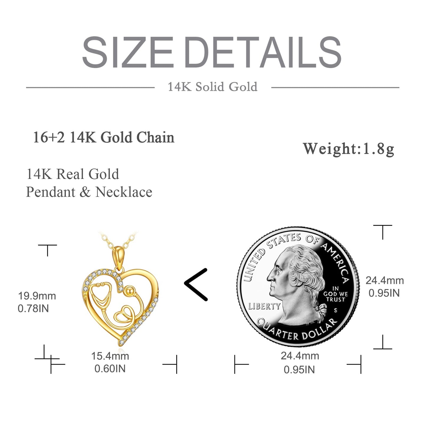 KECHO 14K Solid Gold Nurse Gifts for Women Heart Stethoscope Nurse Earrings Stethoscope Pendant Necklace Graduation Birthday Christmas Jewelry Gifts for Doctor Nurse Medical Student