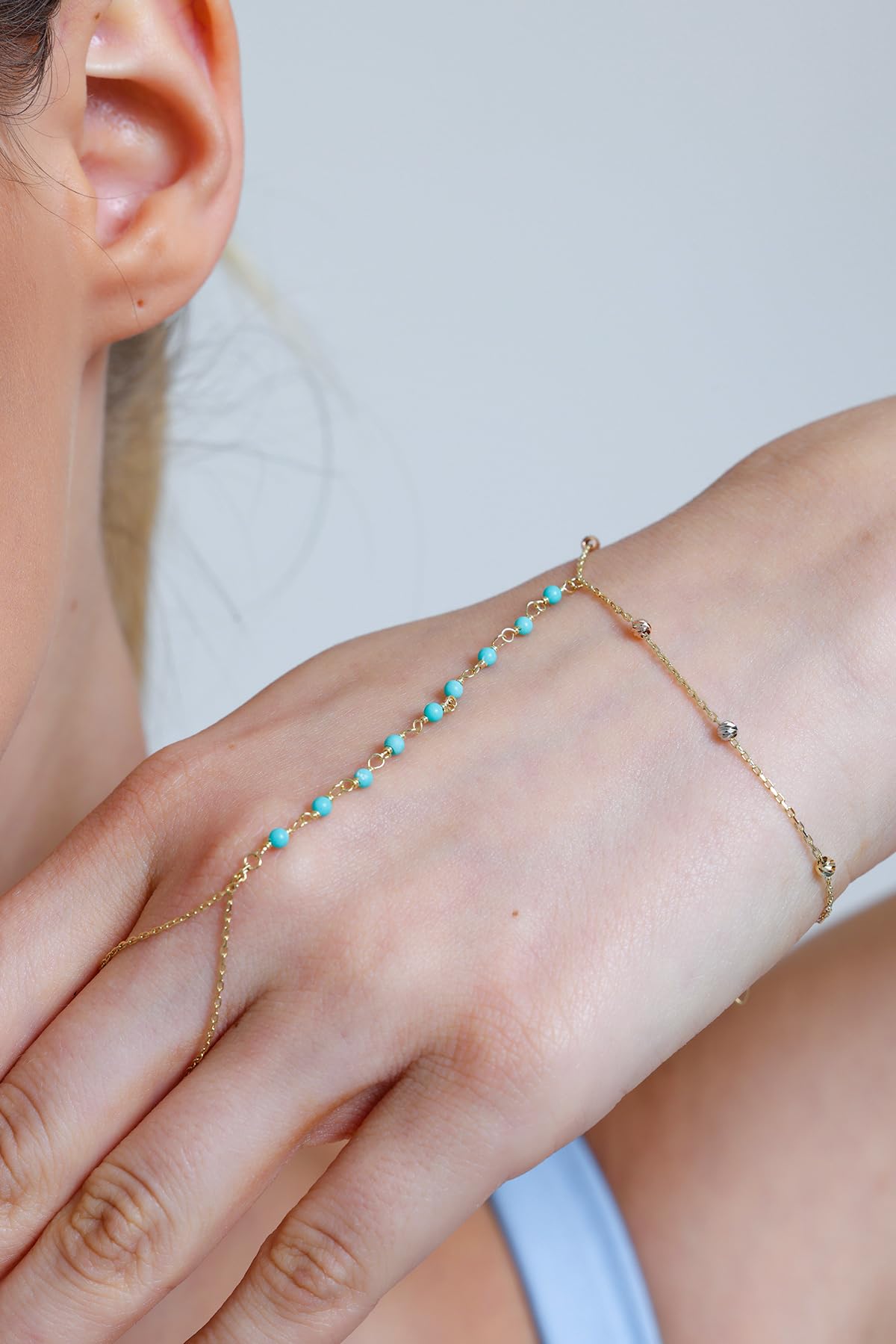 Adjustable Finger Chain Bracelet | 14K Solid Gold