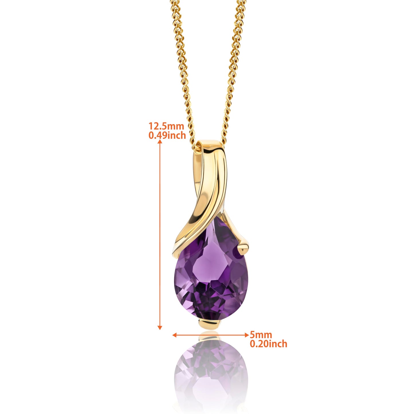 Orovi 14K Gold Necklace for Women in 14K Yellow Gold/White Gold 585 with Ruby/Sapphire/Emerald/Topaz/Amethyst Gemstone/Birthstone Pendant Necklace and Gold Chain 17.7 ″ Long - Women's Jewelry