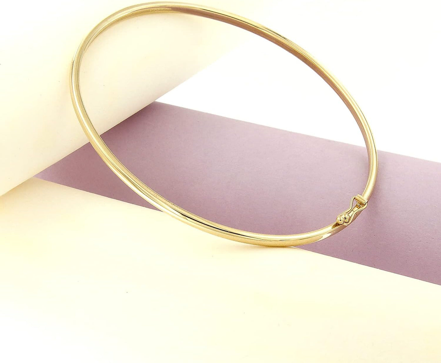 Lucchetta - Small Gold Bangle 7" Bracelet 14kt Real Yellow Gold - Womens 14k Bangles, Authentic Italian Jewelry from Italy