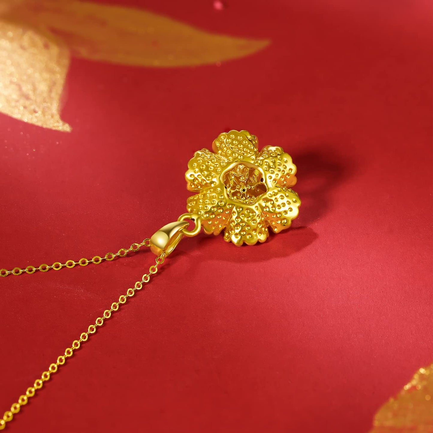 ZHOU LIU FU 24K Solid Gold Pendant for Women, Real Pure Gold Jewelry Accessory Flower Pendant for Men Girlfriend (Not Include Necklace)