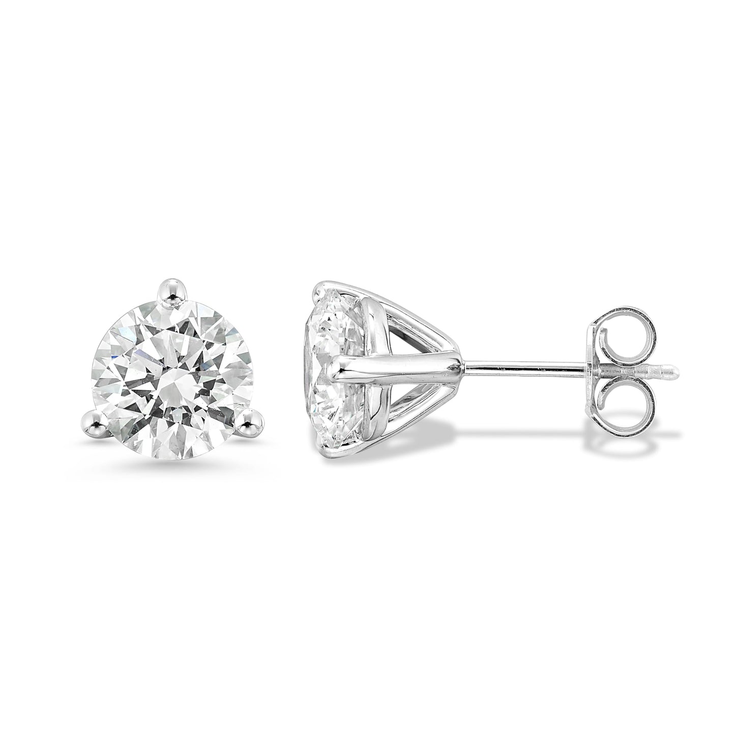 IGI Certified 1.50 to 4.00 Carat Lab Grown Diamond Round Stud Earrings for Women I 14k White Gold Earrings for Her (I-J, VS1-VS2, cttw) 3-Prong Martini Set Diamond I Push Back Studs - SM