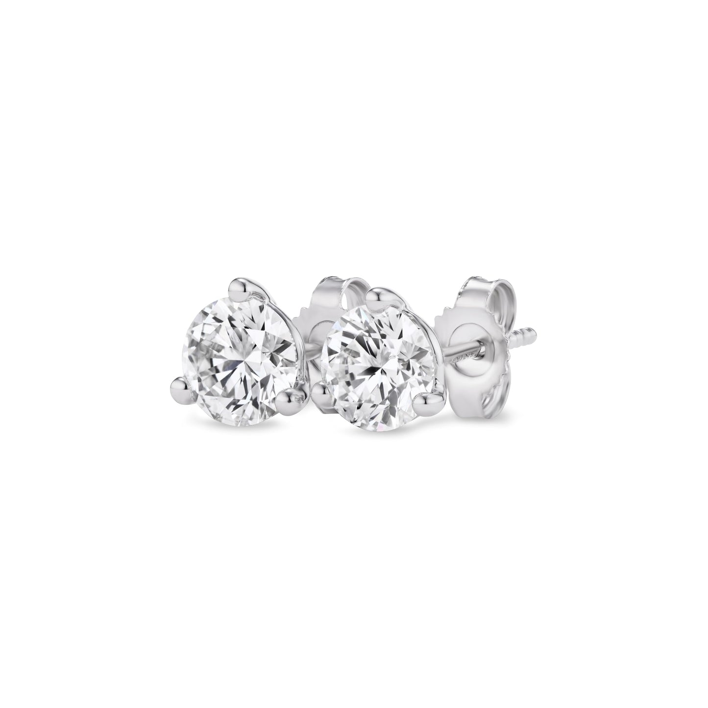 IGI Certified 1.50 to 4.00 Carat Lab Grown Diamond Round Stud Earrings for Women I 14k White Gold Earrings for Her (I-J, VS1-VS2, cttw) 3-Prong Martini Set Diamond I Push Back Studs - SM