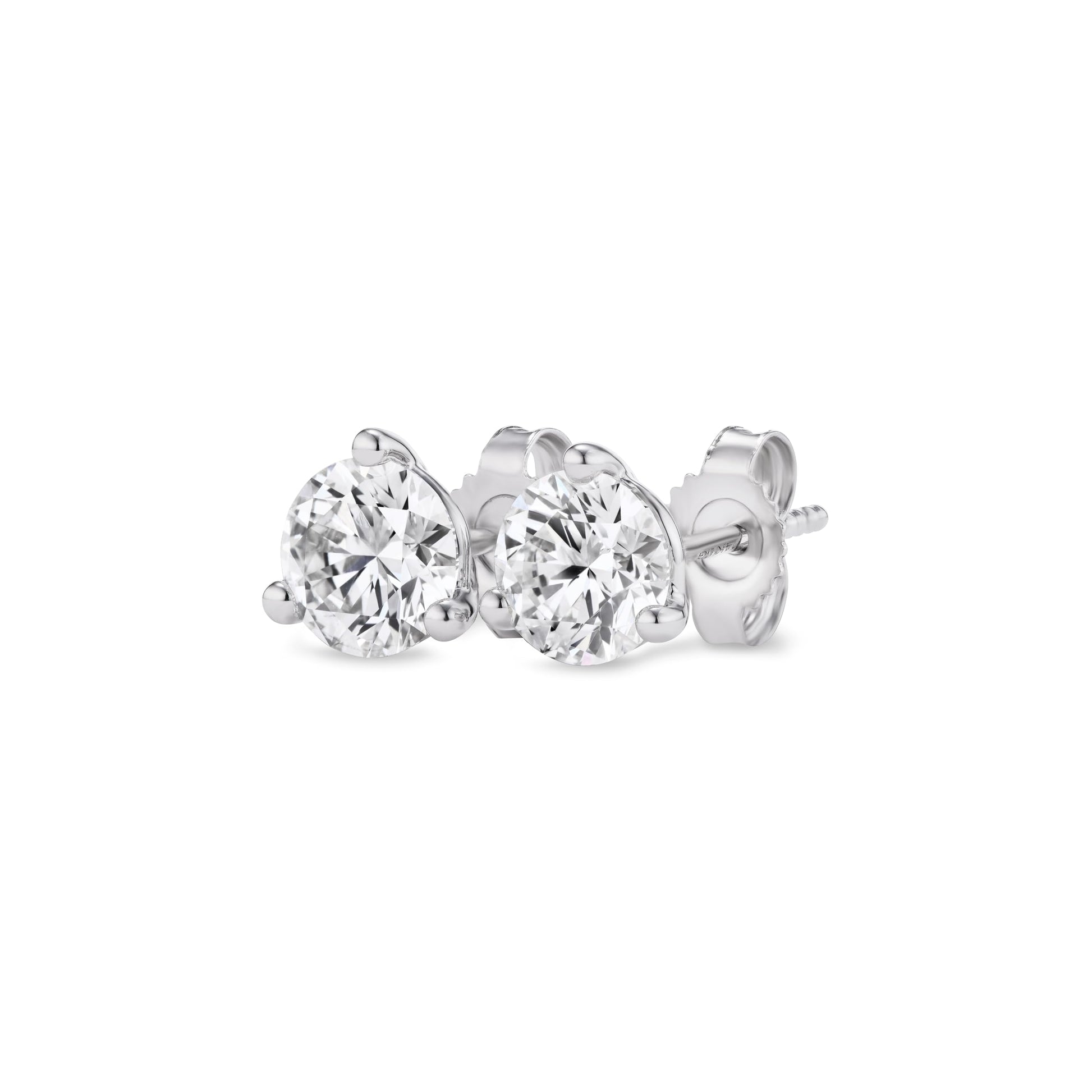 IGI Certified 1.50 to 4.00 Carat Lab Grown Diamond Round Stud Earrings for Women I 14k White Gold Earrings for Her (I-J, VS1-VS2, cttw) 3-Prong Martini Set Diamond I Push Back Studs - SM
