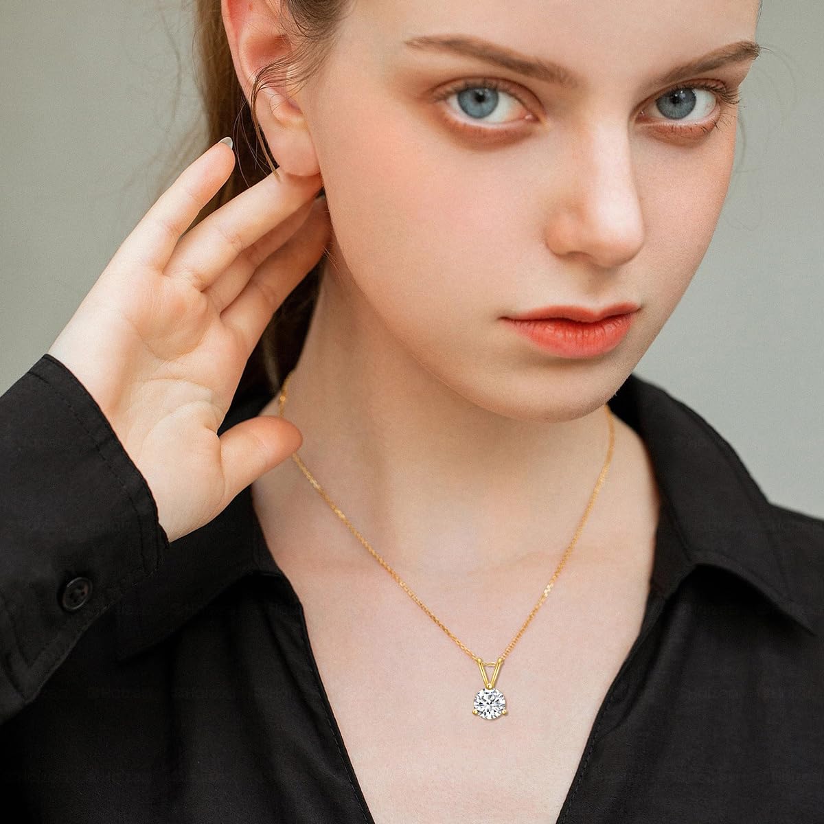 Moissanite Necklace for Women In 14K Gold, 0.5-2 Carats D Color VVS1 Brilliant Cut Moissanite Solitaire Simulated Diamond Pendant Anniversary Birthday Women Jewelry Gifts