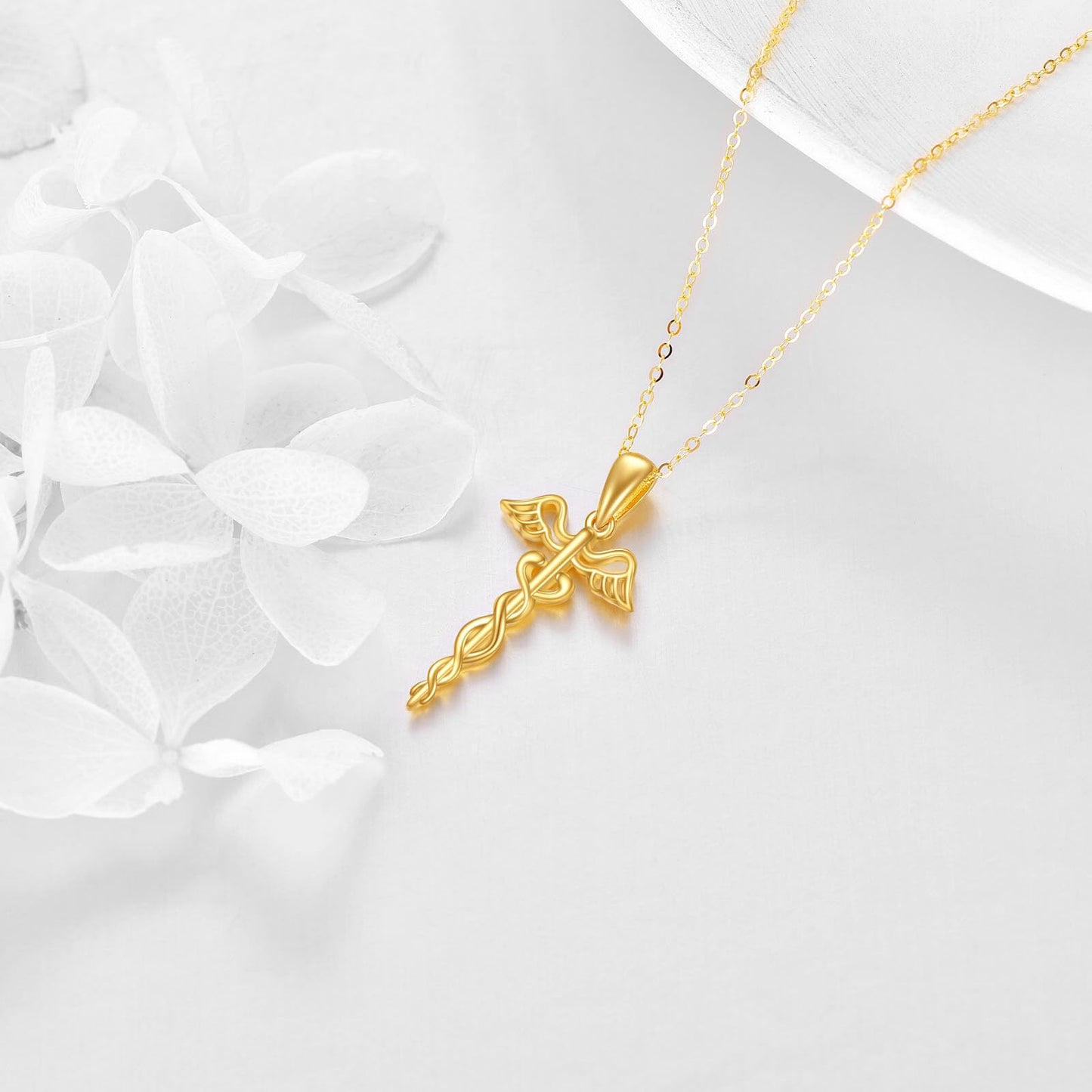 KECHO 14K Solid Gold Nurse Gifts for Women Heart Stethoscope Nurse Earrings Stethoscope Pendant Necklace Graduation Birthday Christmas Jewelry Gifts for Doctor Nurse Medical Student
