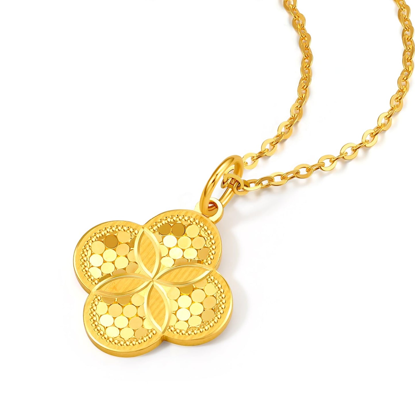 ZHOU LIU FU 24K Solid Gold Pendant for Women, Real Pure Gold Jewelry Accessory Flower Pendant for Men Girlfriend (Not Include Necklace)
