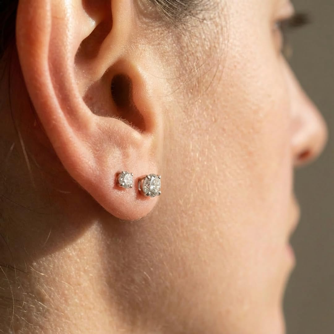 Scottsdale Diamond 14K Gold 0.5 to 4 Carat Certified Lab Grown Diamond Stud Earrings for Women Her Round Cut 4 Prong Screw Back Fine Jewelry (E/F Color, VS1-VS2 Clarity) Graduation | Mothers Day | Anniversary