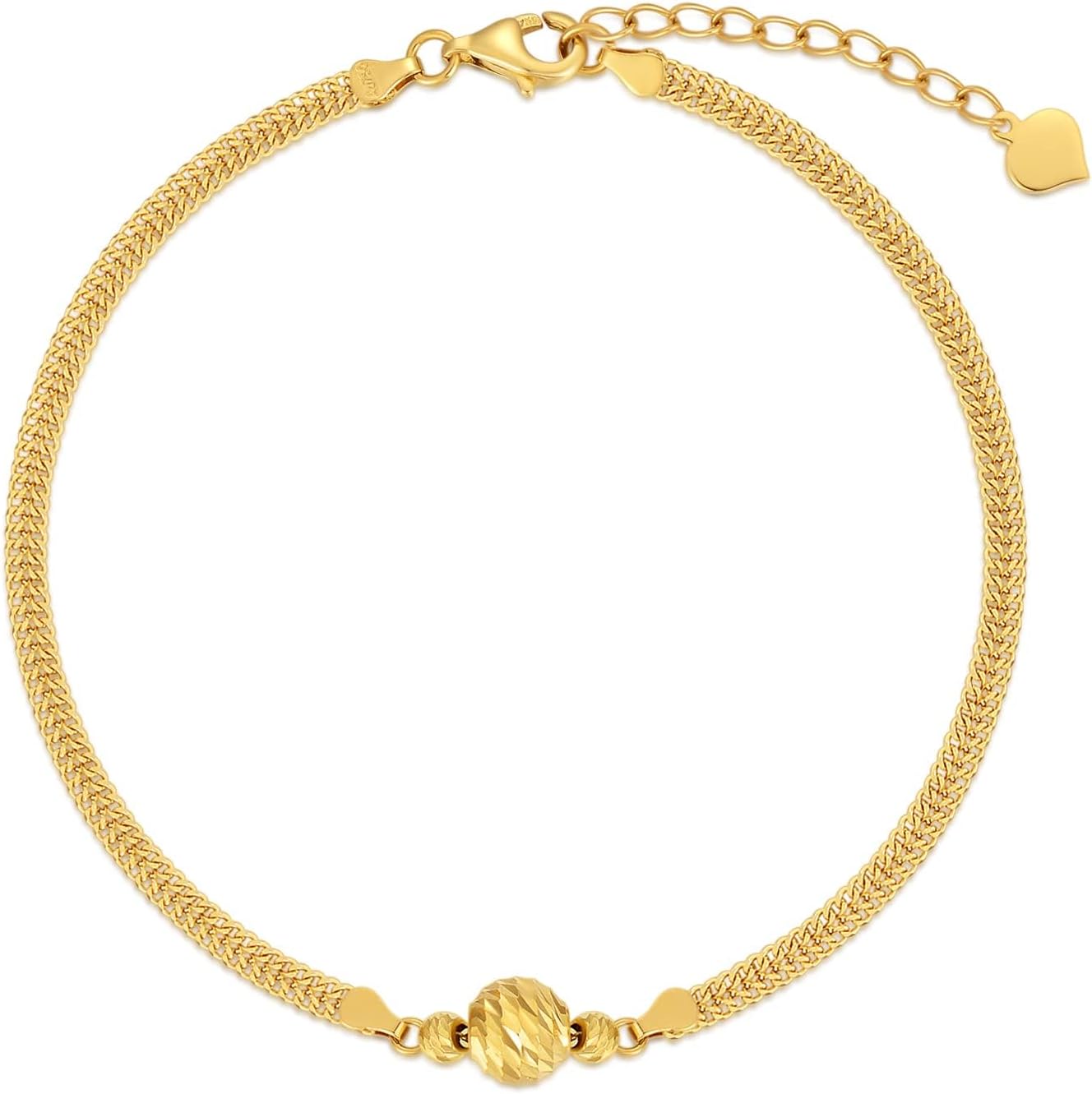 18K Solid Gold Italian Bracelet for Women, 2.4MM Width Gold Durable Bismark Chain Bracelets Jewelry Anniversary Birthday Gift for Mom, Wife, Sister 6.5"-8.5"