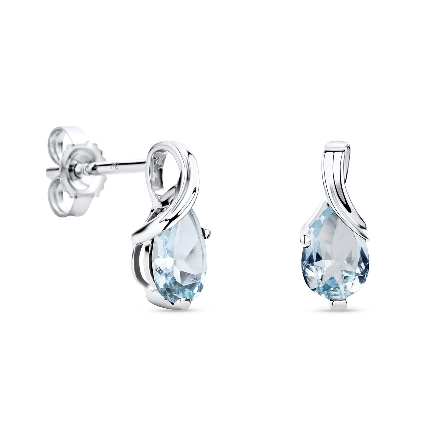 Orovi 0.40Inch 14K Gold Earrings for Women in 14K White Gold/Yellow Gold 585 with Pear-Shape Rubies/Sapphires/Emeralds/Blue Topaz/Amethysts Gemstones, Handmade Jewelry for Women, Dangle Earrings