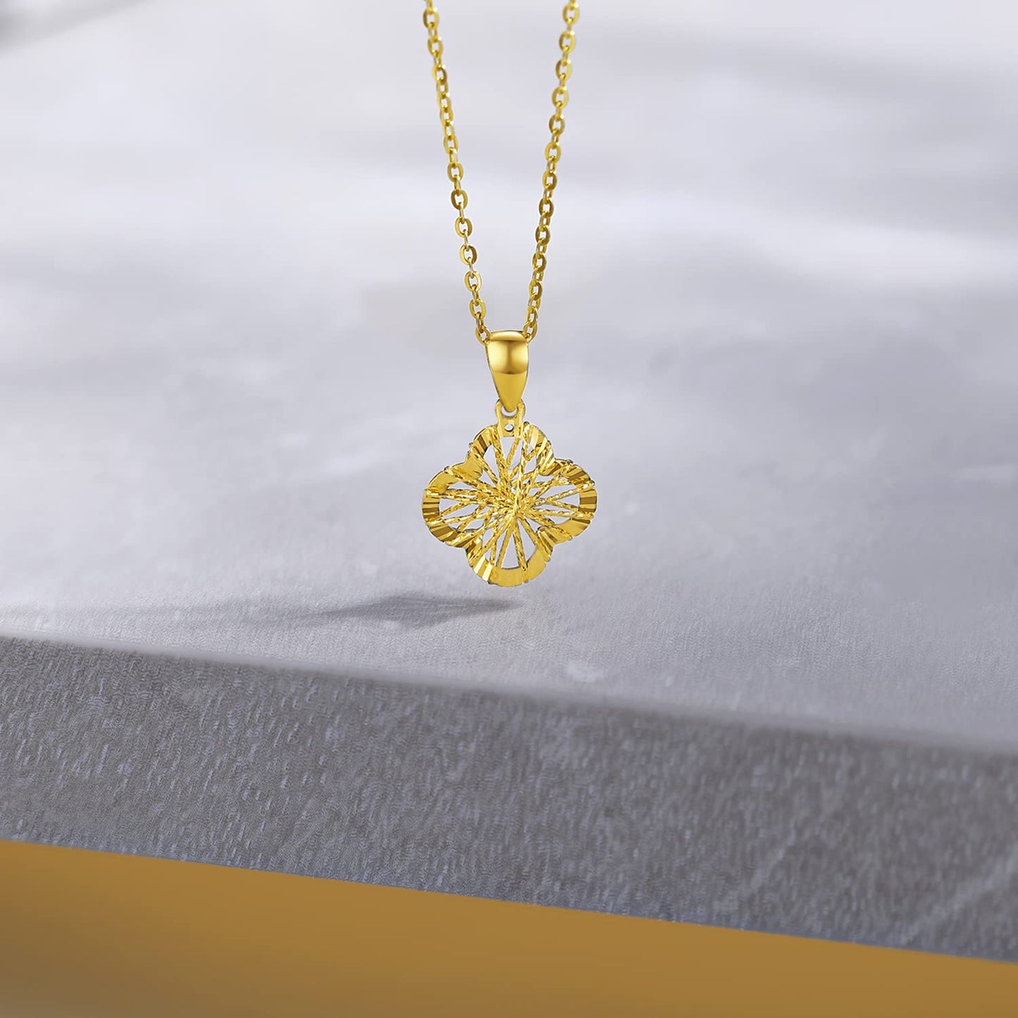 ZHOU LIU FU 24K Solid Gold Pendant for Women, Real Pure Gold Jewelry Accessory Flower Pendant for Men Girlfriend (Not Include Necklace)
