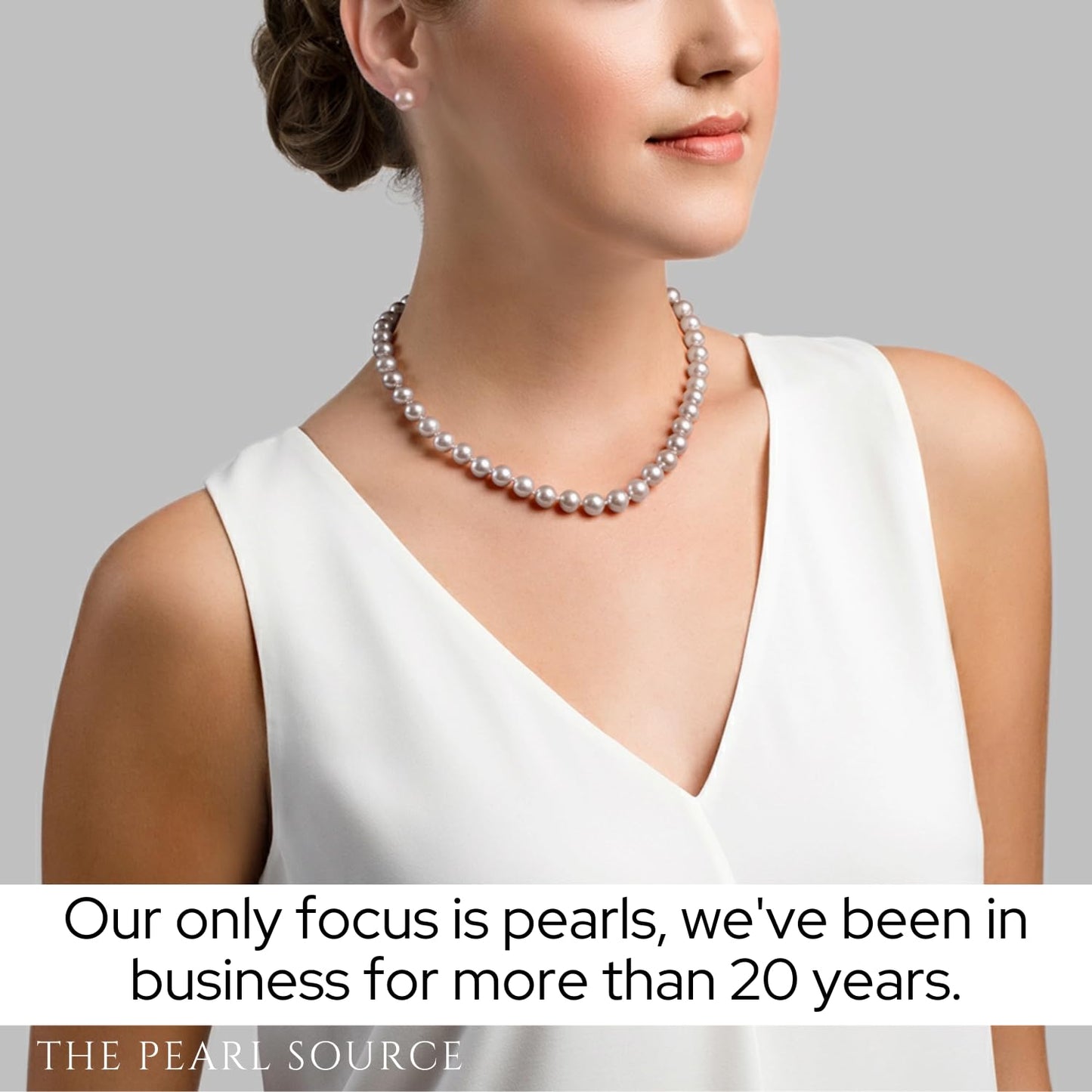 THE PEARL SOURCE 14K Gold 9-10mm AAAA Quality White Freshwater Cultured Pearl Necklace for Women in 16" Choker Length - SM