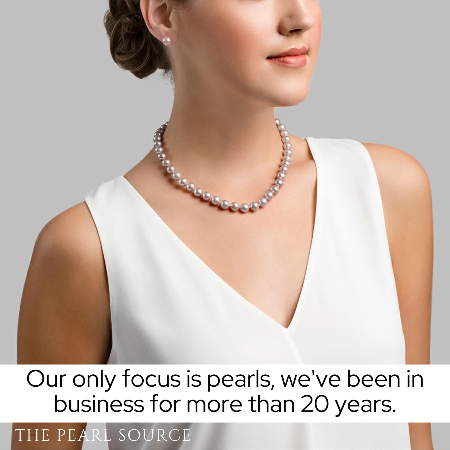 THE PEARL SOURCE 14K Gold 9-10mm AAAA Quality White Freshwater Cultured Pearl Necklace for Women in 16" Choker Length - SM