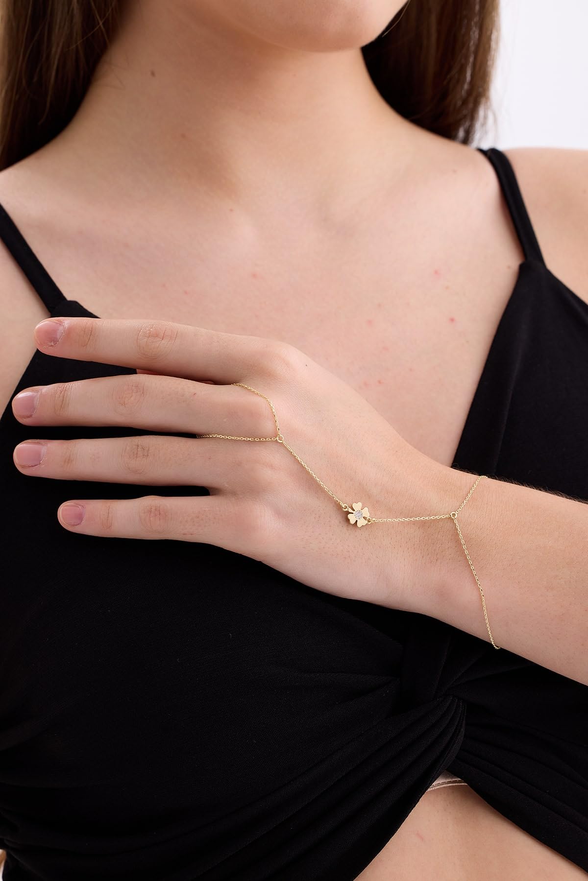Adjustable Finger Chain Bracelet | 14K Solid Gold