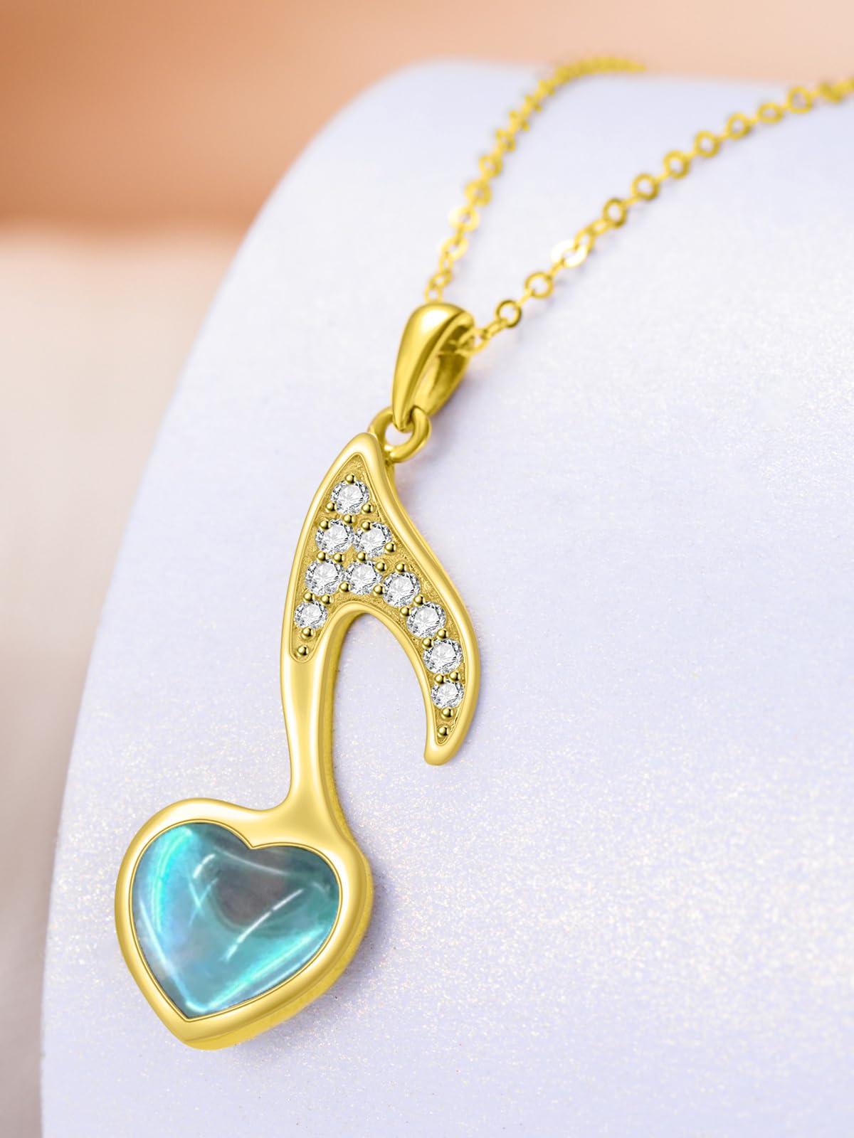 Mother's Day Jewelry Gifts 14K Solid Gold Teardrop/Music Note/Y Necklace Moonstone/Moss Agate/Opal Necklace Anniversary Birthday Gifts for Mom Women Her Girlfriend Sister