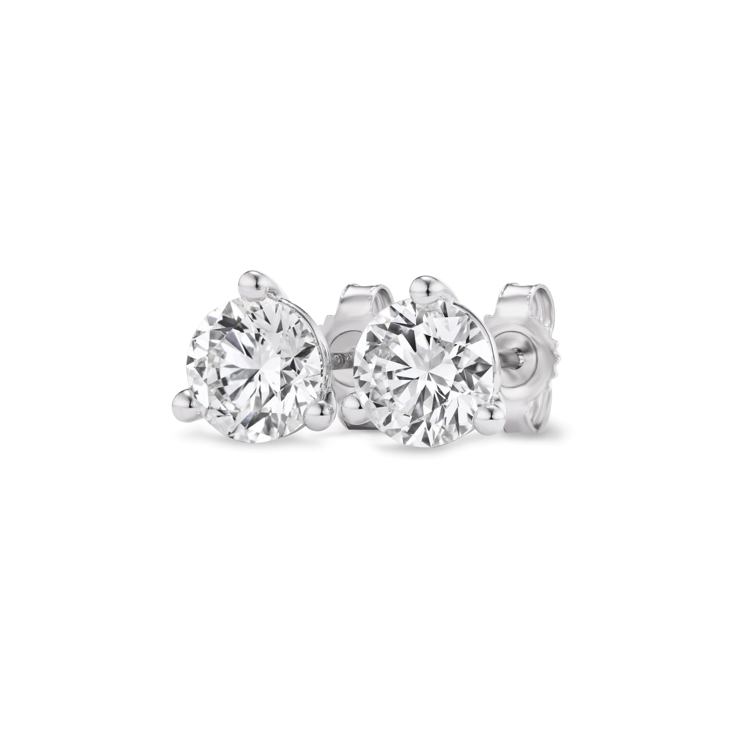 IGI Certified 1.50 to 4.00 Carat Lab Grown Diamond Round Stud Earrings for Women I 14k White Gold Earrings for Her (I-J, VS1-VS2, cttw) 3-Prong Martini Set Diamond I Push Back Studs - SM